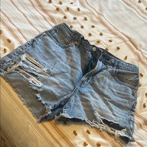 American Eagle Outfitters Light Blue Distressed Jean Shorts